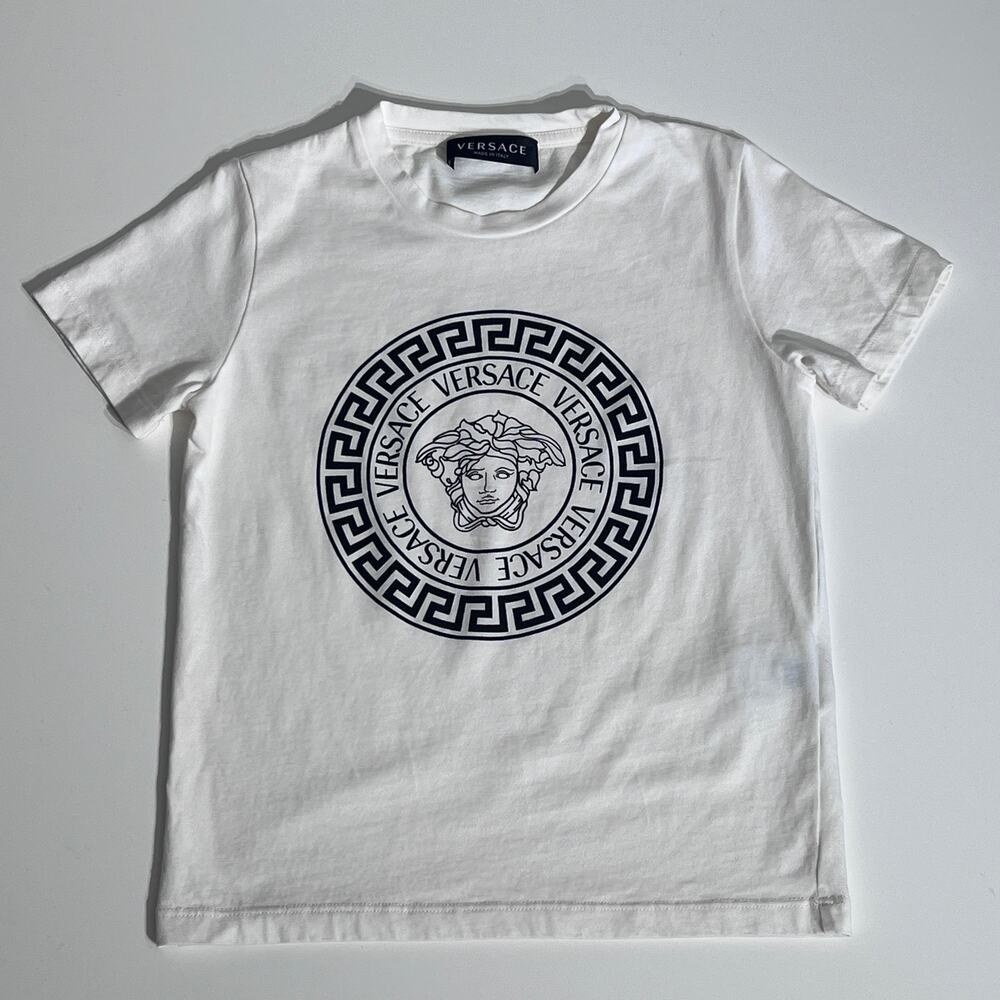 Versace Kids Medusa Greek Key Tee Size 6A Luxury Designer